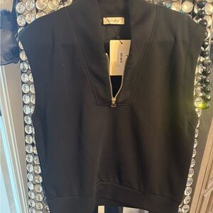 Black Sleeveless Zip-Up Hoodie